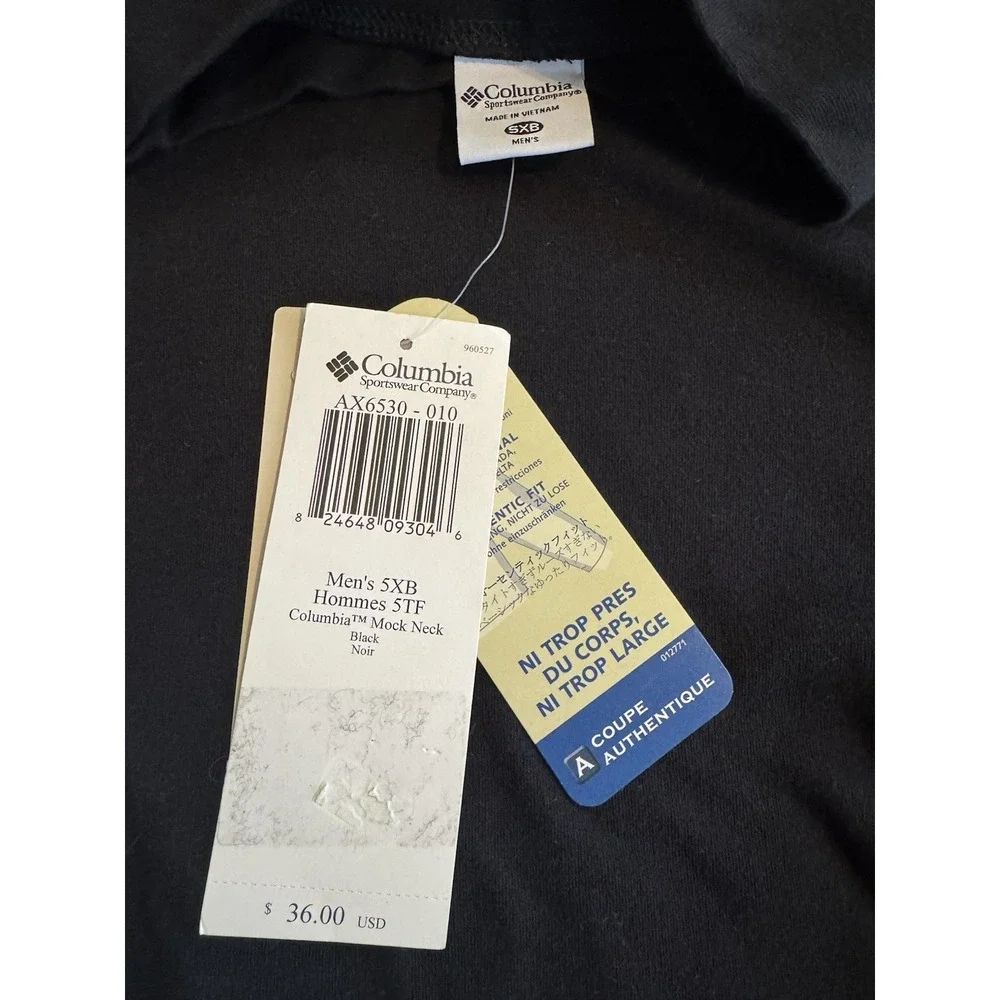 Columbia Men's 5XB Mock Neck Long Sleeve Shirt Black NWT Big &‎ Tall - Picture 5 of 5